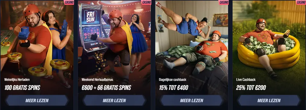 Vegas Hero Casino — Welkomstbonus 100% tot €500 + 200 free spins + 1 Bonus Crab